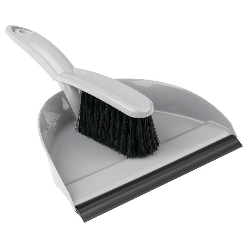 Комплект для уборки OfficeClean щетка-сметка и совок, с резиновой кромкой, ширина 24 см, пластик, серый