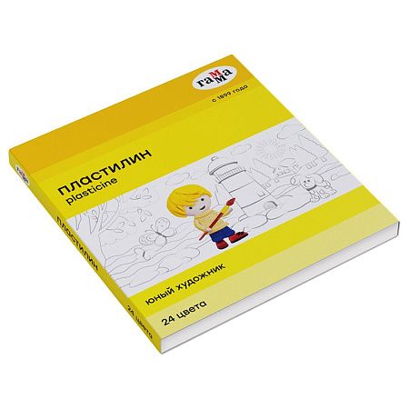 Пластилин Гамма "Юный художник" NEW, 24 цвета, 336г, со стеком. картон. упаковка