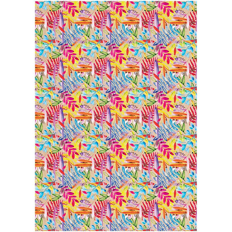 Упаковочная бумага крафт 70*100см, MESHU "Акварельные штрихи", 70г/м2, ассорти 5 дизайнов