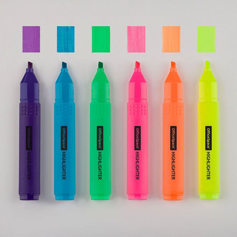 Набор текстовыделителей OfficeSpace 06цв., неоновые, 1-4мм, чехол с европодвесом 