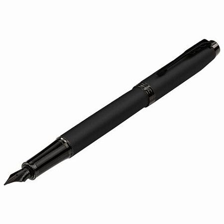 Ручка перьевая PARKER "IM Achromatic Black BT", черный матовый, нержавеющая сталь, синяя, 2127741 