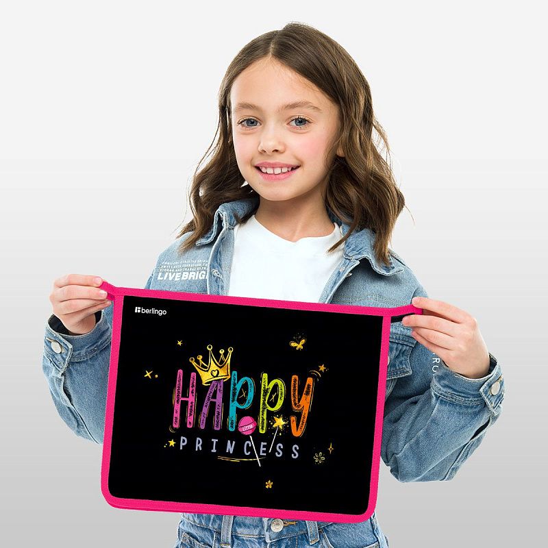 Папка для тетрадей 1 отделение, А4 Berlingo "Candy Princess", 340*245*40 мм, пластик, на молнии 