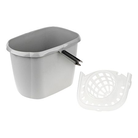 Ведро пластиковое OfficeClean с отжимом, прямоугольное, серое, 12л