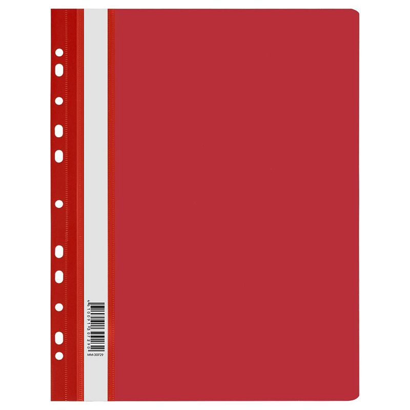 Папка-скоросшиватель пластик. перф. СТАММ А4, 120мкм, красная с прозр. верхом