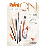 Скетчбук - альбом для смешанных техник 40л., А4, на склейке Clairefontaine "Paint'ON", мелкозерн., 250г/м2