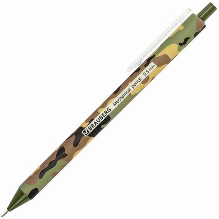 Карандаш механический 0,5 мм, BRAUBERG SOFT PRINT MILITARY, HB, корпус soft-touch ассорти, 181959 