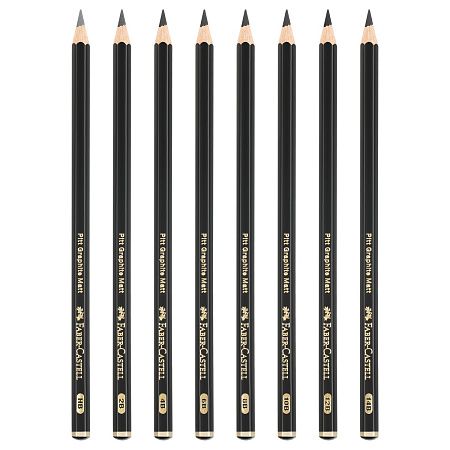 Набор карандашей ч/г матовых Faber-Castell "Pitt Graphite Matt" HB, 2B, 4B, 6B, 8B, 10B, 12B, 14B, заточ, ластик, метал.точилка, растушевка, метал.кор