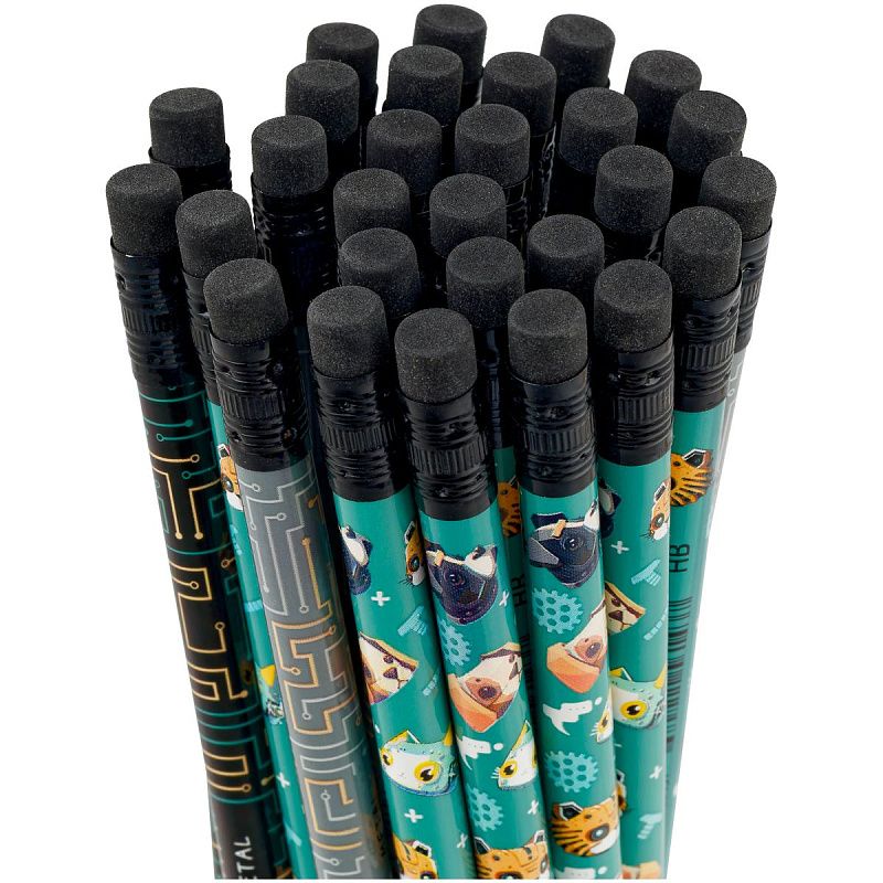 Карандаш ч/г MESHU "Robopets", HB, заточен., с печатью, с ластиком, ассорти, туба 