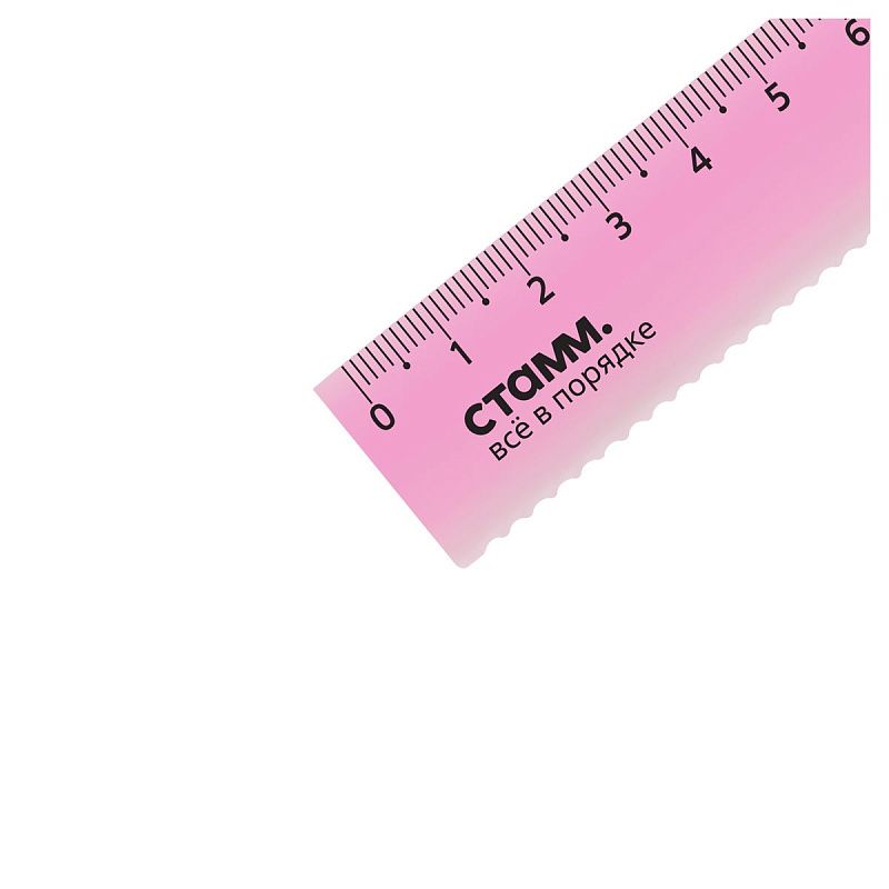 Линейка 15см СТАММ, пластиковая, полусфера, неоновые цвета, ассорти, европодвес 