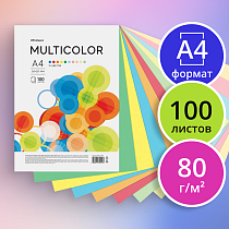 Бумага цветная OfficeSpace "Multicolor", А4, 80г/м2, 100л., (10 цветов)