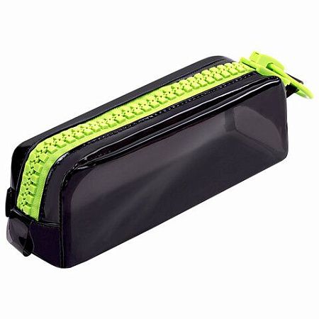 Пенал BRAUBERG с объемной "тракторной" молнией, 1 отделение, ПВХ, 22х8х6,5 см, "Neon green", 271564 