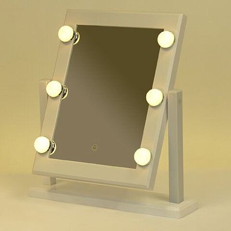 Зеркало для макияжа гримерное, 6 LED-ламп, 3 режима свечения, размер 21х29 см, работа от USB или 4хAA, цвет белый, WBZ, 609334