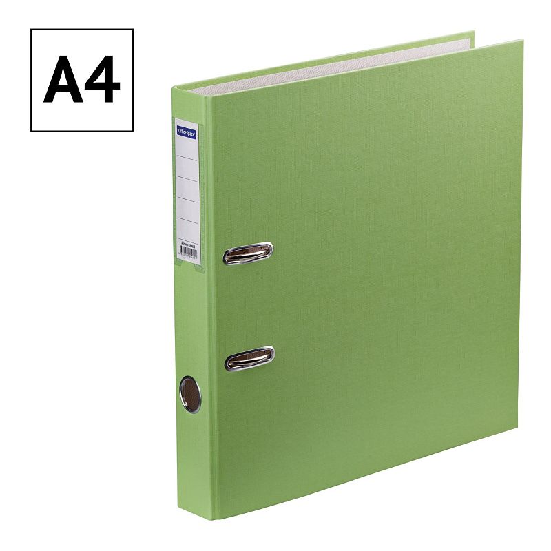 Папка-регистратор OfficeSpace, 50мм, бумвинил, с карманом на корешке, фисташковая 