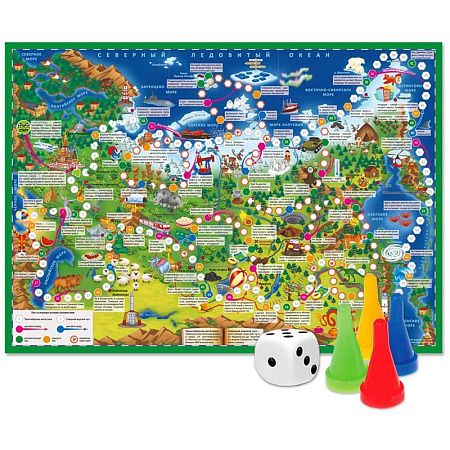 Игра-ходилка настольная ГЕОДОМ "Путешествие по России", с фишками
