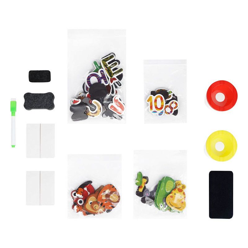 УЦЕНКА - Доска-мольберт ТРИ СОВЫ, двусторонняя, меловая/магнитно-маркерная, напольная, растущая (маркер, мелки, губка, бумажный ролл, стаканы-непр., м