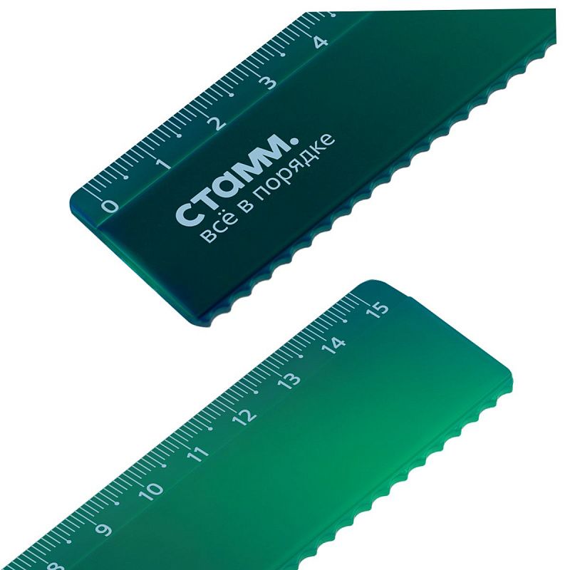 Линейка 15см СТАММ "Хамелеон", пластиковая, с волнистым краем, зеленый хамелеон, европодвес 