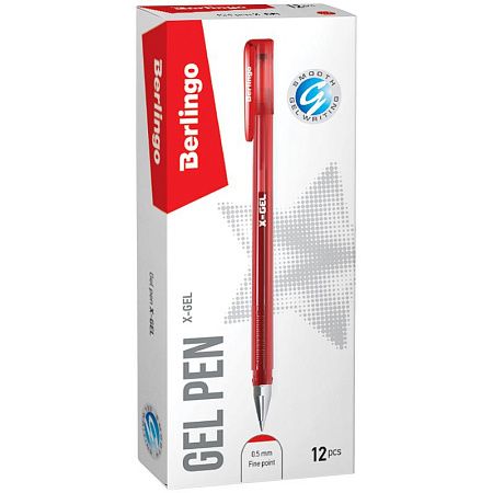 Ручка гелевая Berlingo "X-Gel" красная, 0,5мм 