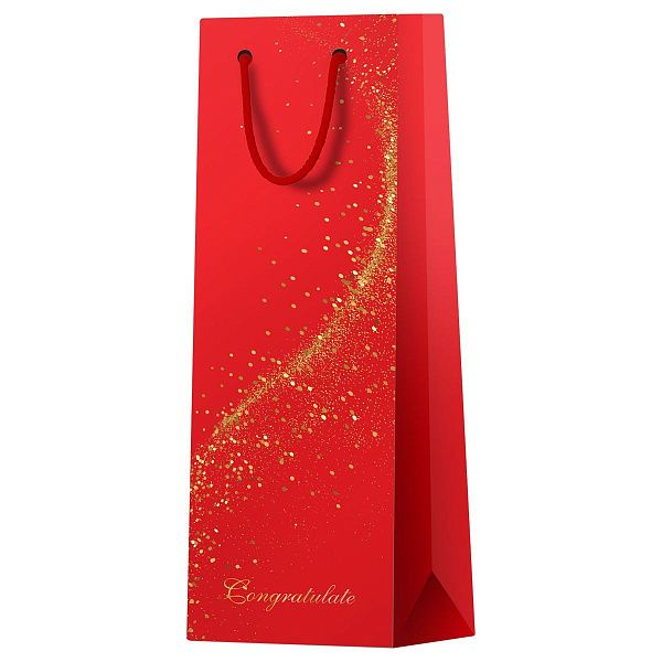 Пакет подарочный 12*36*8,5см MESHU "Special gift", матовая ламинация, фольга, под бутылку