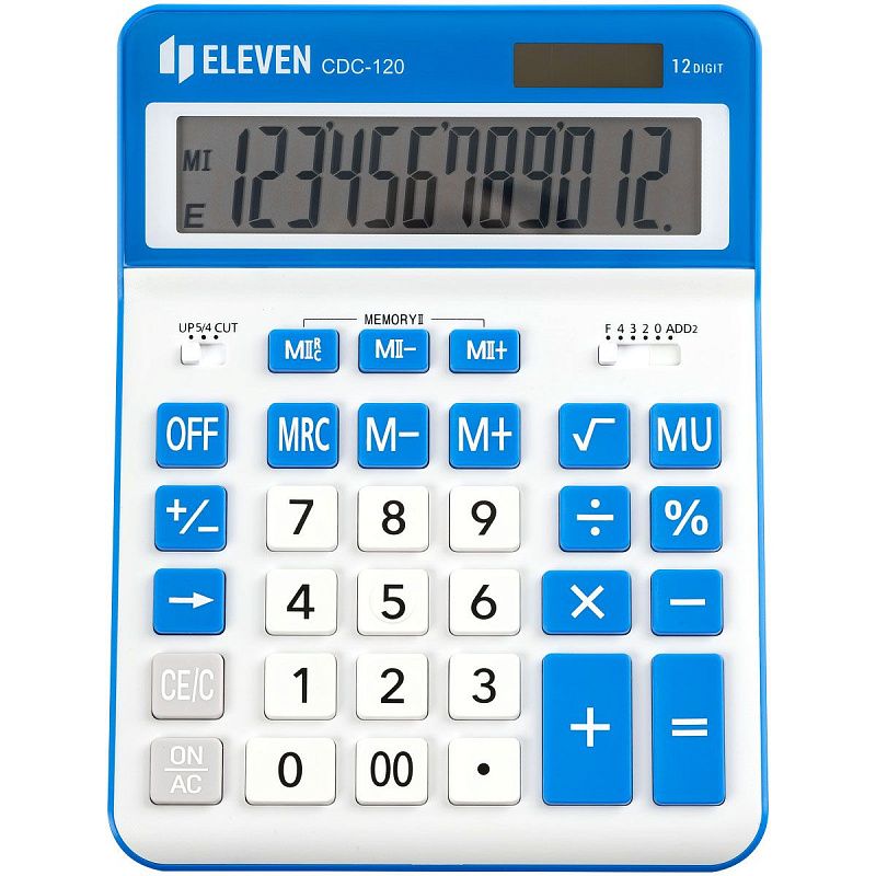 Калькулятор настольный Eleven CDC-120-WH/NV, 12 разрядов, двойное питание, 155*206*38мм, белый/темно-синий