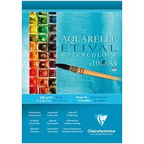 Альбом для акварели, 10л., А4, на склейке Clairefontaine "Etival", 200г/м2, холодное прессование