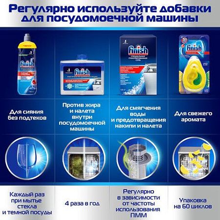 Очиститель для посудомоечных машин 250 мл FINISH, с ароматом лимона, 3077805 