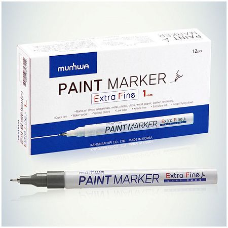 Маркер-краска MunHwa "Extra Fine Paint Marker" серебро, 1мм, нитро-основа 