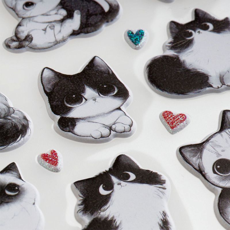 Наклейки объемные MESHU "Furrr", 10*23см, с блестками, инд. уп., европодвес