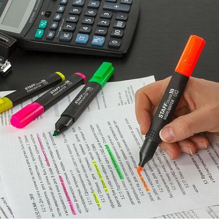 Набор текстовыделителей 6 НЕОНОВЫХ ЦВЕТОВ, АССОРТИ, STAFF College "STICK NEON", линия письма 1-4 мм, скошенный наконечник, 152534 