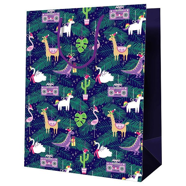 Пакет подарочный 26*32*12см MESHU "Новогодние игрушки", ламинированный