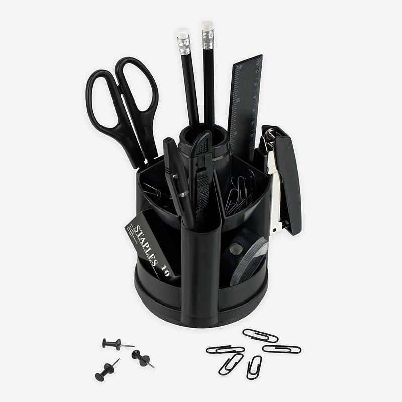 Настольный органайзер OfficeSpace "Минидеск", 11 предметов, вращающийся, черный