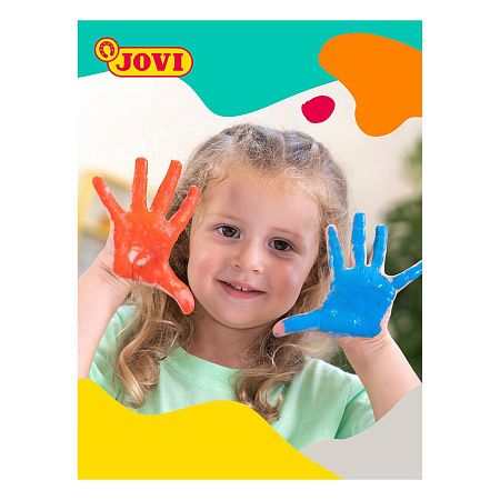 Краски пальчиковые JOVI, 06 цветов, 750г, с аксессуарами, пластиковый контейнер