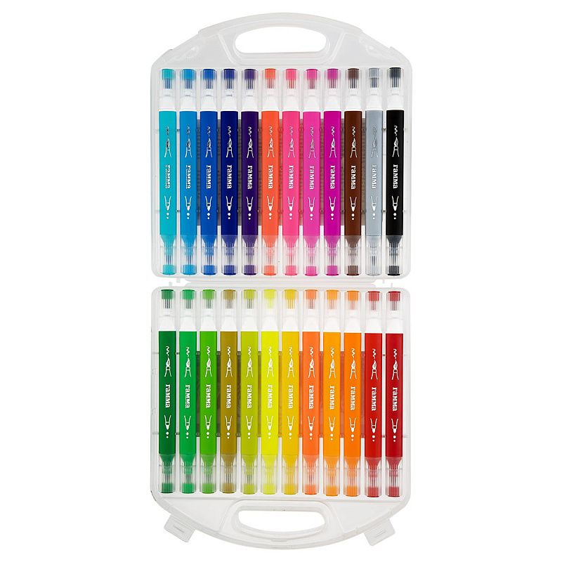 Фломастеры двусторонние Гамма "Классические", 24цв., суперсмываемые, пластик.бокс, т/у