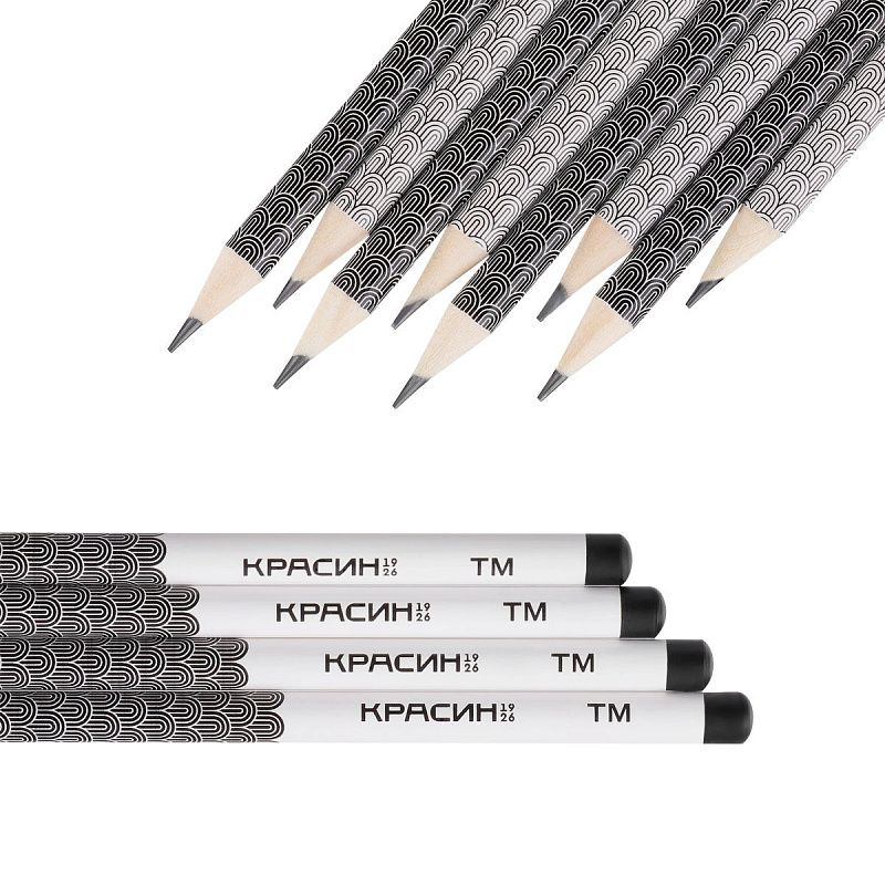 Карандаш ч/г Красин "Черное и белое" ТМ (НВ),  кругл., заточен., ассорти. 