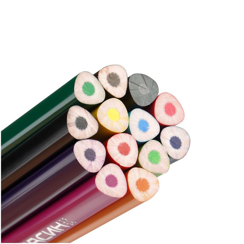 Карандаши цветные пластиковые Красин "Эволюция", 12цв.+1 ч/г HB, заточен., картон, европодвес