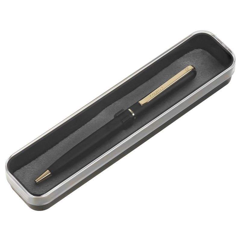 Ручка шариковая Luxor "Alenia" синяя, 1,0мм, корпус черный/золото, поворотный механизм, футляр 