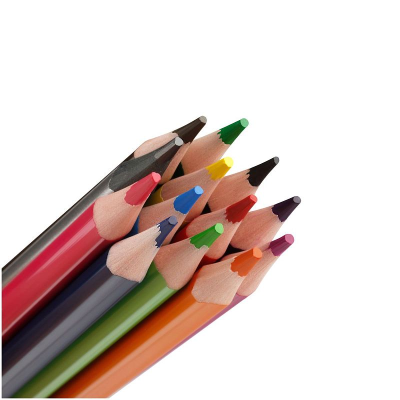 Карандаши цветные пластиковые Красин "Эволюция", 12цв.+1 ч/г HB, заточен., картон, европодвес