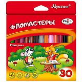 Фломастеры Гамма "Мультики", 30цв., смываемые, картон. упаковка, европодвес