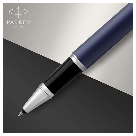 Ручка-роллер Parker "IM Matte Blue CT" черная, 0,8мм, подарочная упаковка 