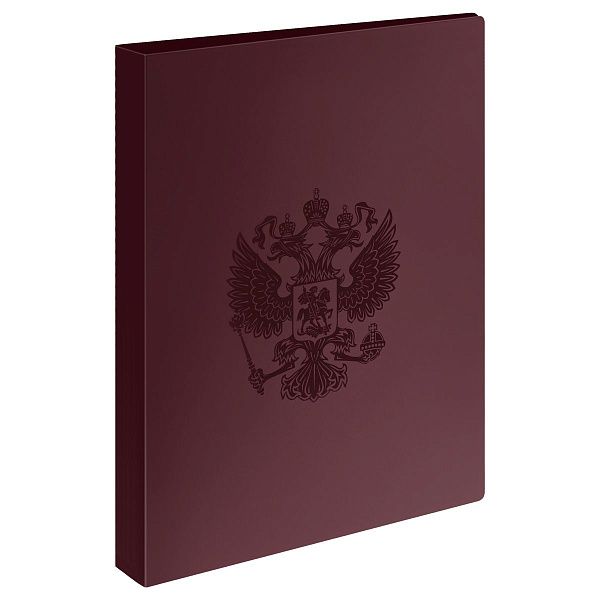 Папка с 60 вкладышами СТАММ "Герб" А4, 21мм, 700мкм, пластик, гранат