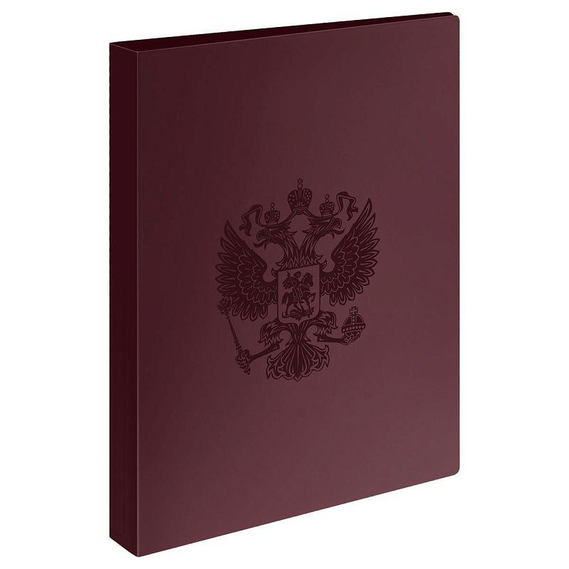 Папка с 60 вкладышами СТАММ "Герб" А4, 21мм, 700мкм, пластик, гранат