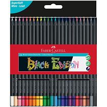 Карандаши цветные Faber-Castell "Black Edition", 24цв., трехгран., черное дерево, заточен., картон.