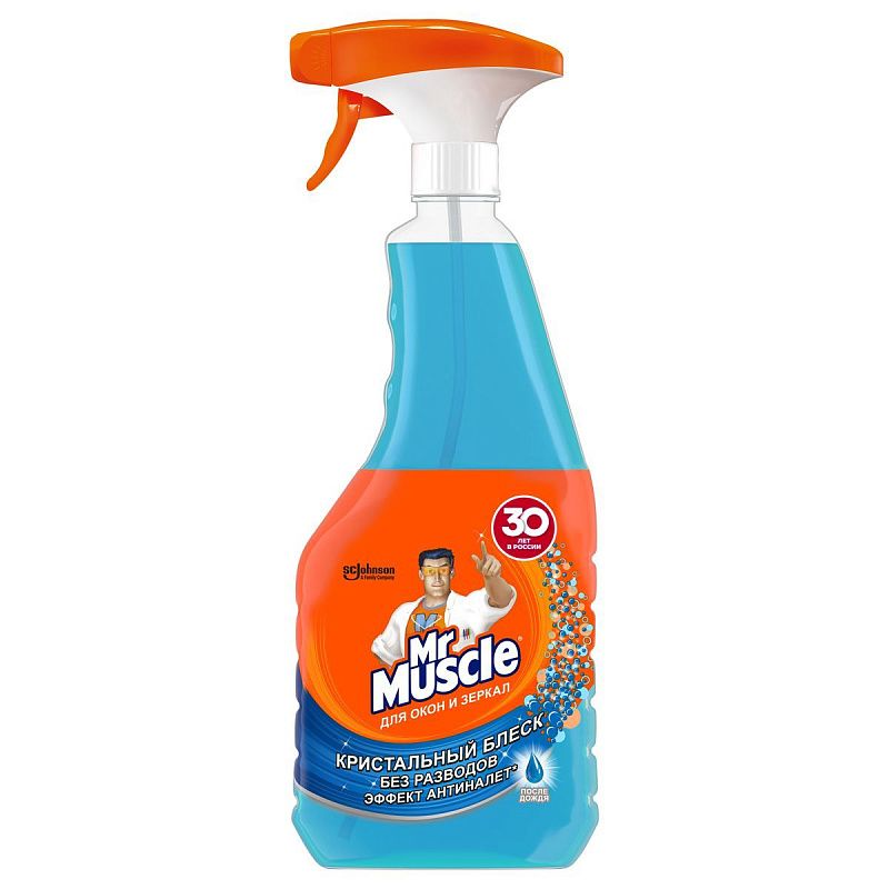 Средство для мытья стекол и др. поверхностей Mr. Muscle "После дождя" с изопроп.спиртом, 500мл, с курком 