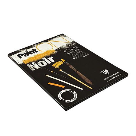 Скетчбук - альбом для смешанных техник 20л., А3 Clairefontaine "Paint ON Noir", на склейке, черный, 250г/м2
