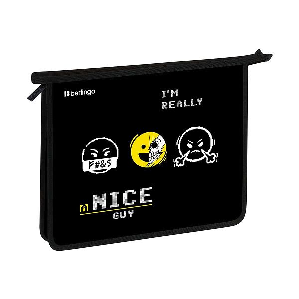 Папка для тетрадей 1 отделение, А5 Berlingo "I'm really a nice guy", 240*205*40мм, пластик, на молнии