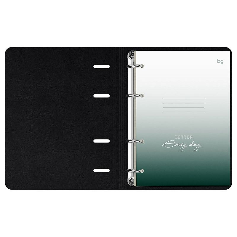 Тетрадь на кольцах А5, 120л., кожзам,  BG "Моно. Зеленый", иск. кожа, тиснение фольгой, на резинке