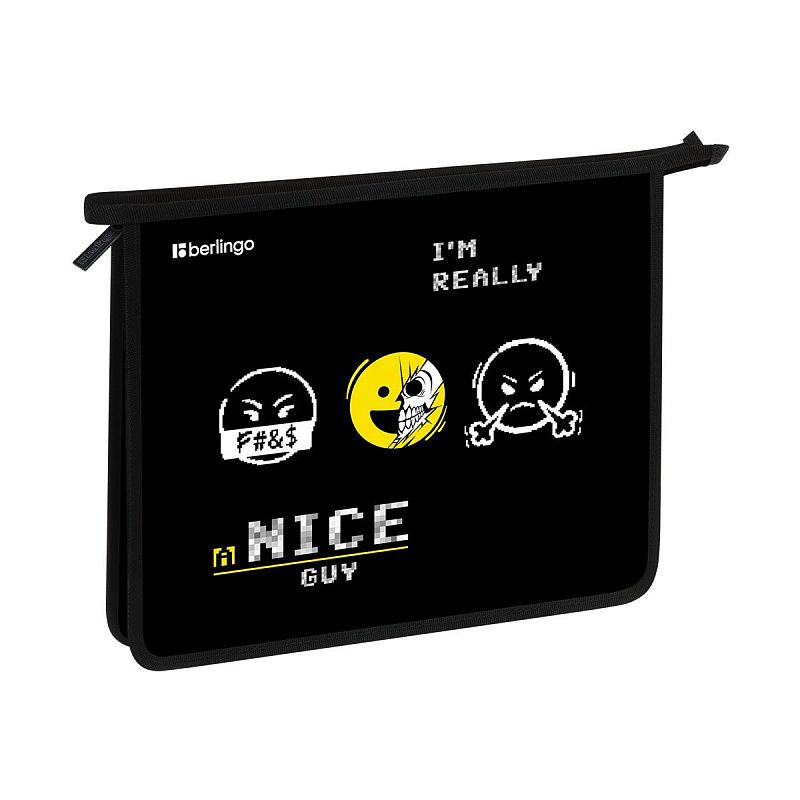 Папка для тетрадей 1 отделение, А5 Berlingo "I'm really a nice guy", 240*205*40мм, пластик, на молнии