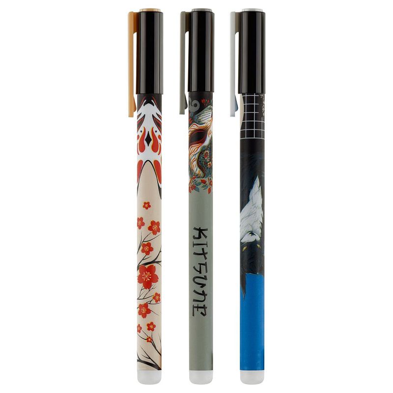 Ручка гелевая стираемая MESHU "Kitsune" синяя, 0,5мм, корпус ассорти 