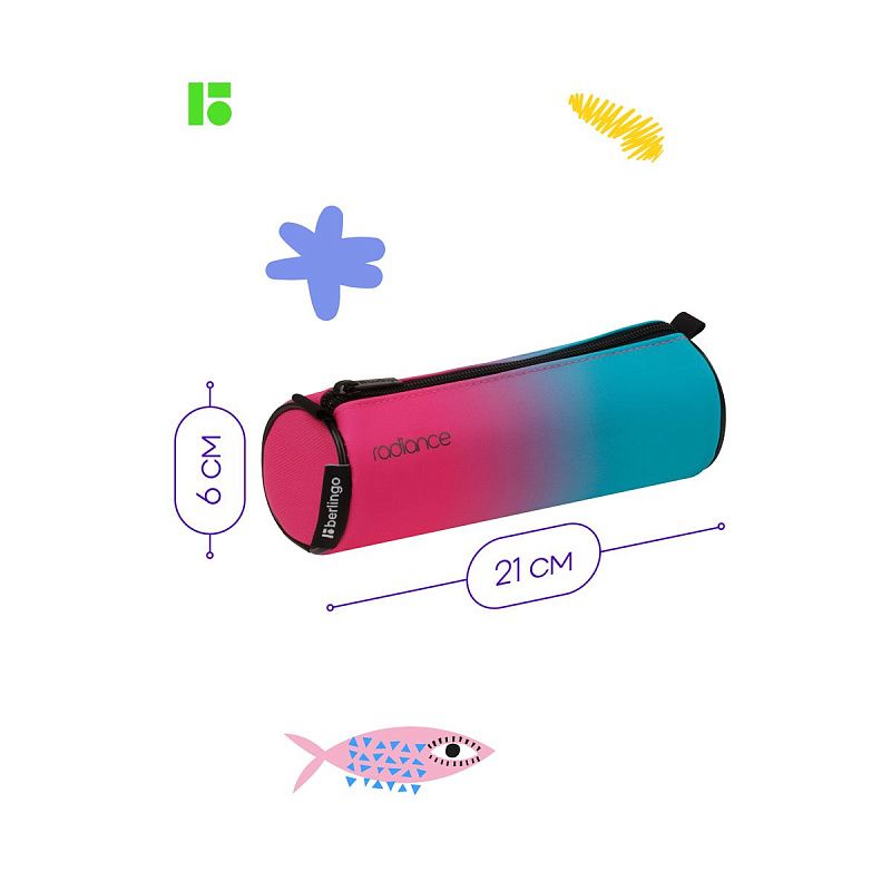 Пенал 1 отделение, 210*60 Berlingo "Radiance", полиэстер, розовый 