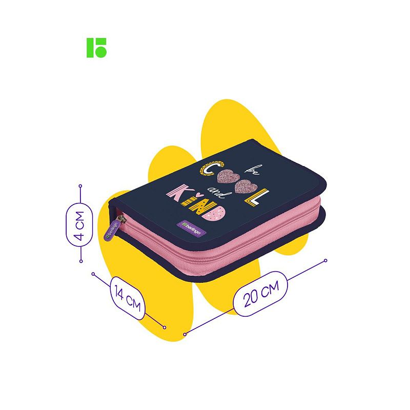 Пенал 1 отделение, 200*140*40 Berlingo "Be cool", дополнительная откидная секция, полиэстер 