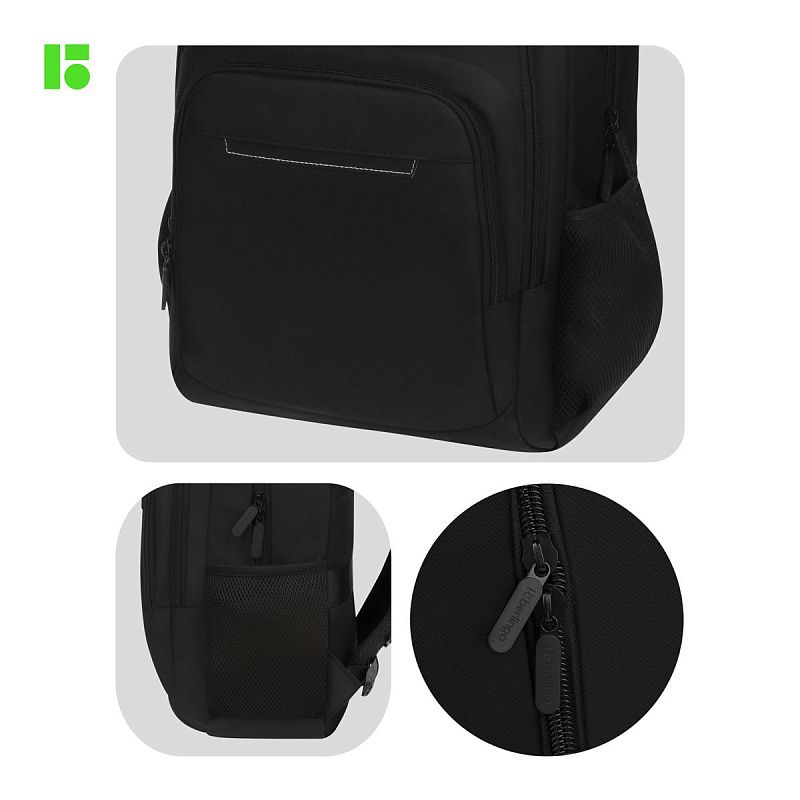 Рюкзак Berlingo City "Strict black" 42*29*17см, 2 отделения, 3 кармана, отделение для ноутбука, эргономическая спинка 